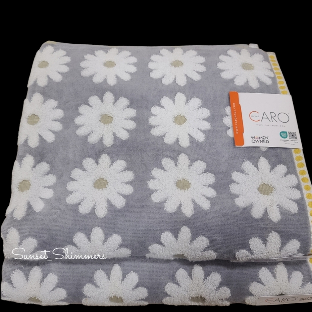 ๐ผ Caro Home 6pc White Gray Yellow Daisies 2 Bath 2 Hand 2 Tip Towel Set New ๐ผ - Picture 8 of 10